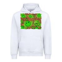 White shamrock glitter leopard and wood background Urban Hoodie - Artiststas