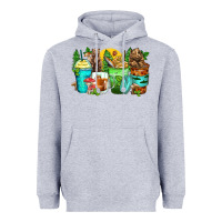Heather Grey bear coffee cups Heavyweight Hoodie - Zillion Design Studio