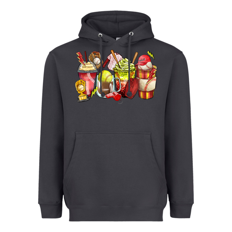 Baseball And Softball Coffee Cups Heavyweight Hoodie by Zillion Design Studio | Teevron