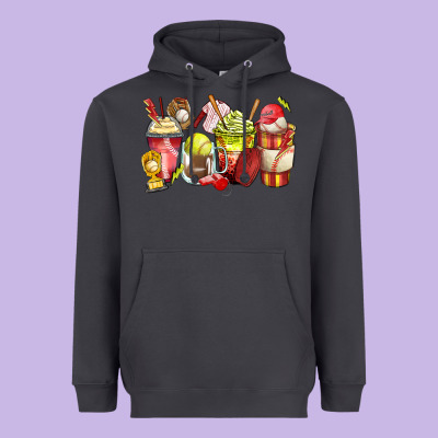 Baseball And Softball Coffee Cups Heavyweight Hoodie Designed By Zillion Design Studio