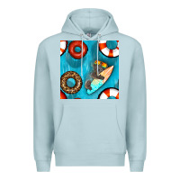 Blue Mist koala at the pool seamless pattern Premium Hoodie - BundleAndBundleShop