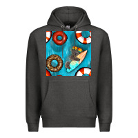 Charcoal Heather koala at the pool seamless pattern Premium Hoodie - BundleAndBundleShop
