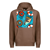 Chestnut koala at the pool seamless pattern Premium Hoodie - BundleAndBundleShop