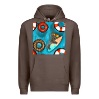 Coffee koala at the pool seamless pattern Premium Hoodie - BundleAndBundleShop