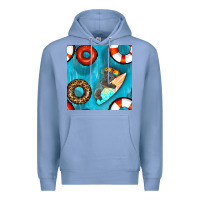 Colony Blue koala at the pool seamless pattern Premium Hoodie - BundleAndBundleShop