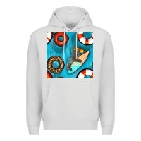 Dove Grey koala at the pool seamless pattern Premium Hoodie - BundleAndBundleShop