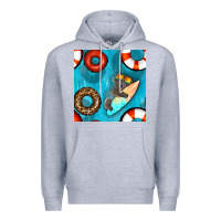 Heather Grey koala at the pool seamless pattern Premium Hoodie - BundleAndBundleShop