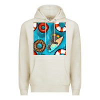 Oatmeal Heather koala at the pool seamless pattern Premium Hoodie - BundleAndBundleShop