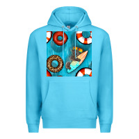 Ocean Blue koala at the pool seamless pattern Premium Hoodie - BundleAndBundleShop