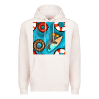 Pale Pink koala at the pool seamless pattern Premium Hoodie - BundleAndBundleShop