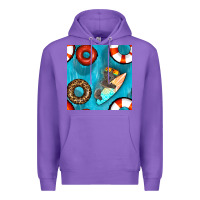 Purple koala at the pool seamless pattern Premium Hoodie - BundleAndBundleShop