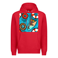 Red koala at the pool seamless pattern Premium Hoodie - BundleAndBundleShop