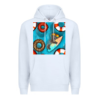 White koala at the pool seamless pattern Premium Hoodie - BundleAndBundleShop