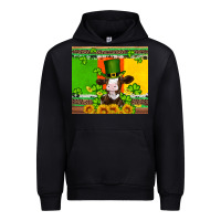 Black saint patricks cow and hat with sunflower and shamrock Urban Hoodie - Artiststas