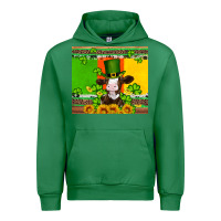 Emerald saint patricks cow and hat with sunflower and shamrock Urban Hoodie - Artiststas