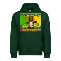 Forest Green saint patricks cow and hat with sunflower and shamrock Urban Hoodie - Artiststas