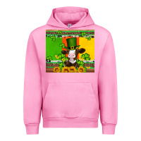 Fuchsia Pink saint patricks cow and hat with sunflower and shamrock Urban Hoodie - Artiststas
