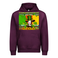 Mauve Wine saint patricks cow and hat with sunflower and shamrock Urban Hoodie - Artiststas