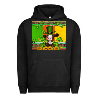 Pigment Black saint patricks cow and hat with sunflower and shamrock Urban Hoodie - Artiststas