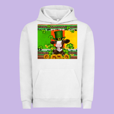 Saint Patricks Cow And Hat With Sunflower And Shamrock Urban Hoodie Designed By Artiststas