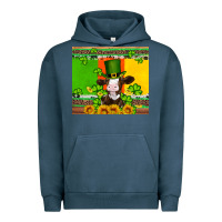 Pigment Midnight Navy saint patricks cow and hat with sunflower and shamrock Urban Hoodie - Artiststas