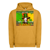 Pigment Peanut Butter saint patricks cow and hat with sunflower and shamrock Urban Hoodie - Artiststas