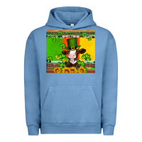 Pigment Pebble Blue saint patricks cow and hat with sunflower and shamrock Urban Hoodie - Artiststas