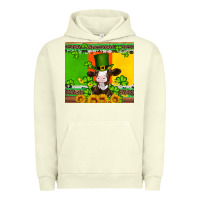Pigment Pistachio saint patricks cow and hat with sunflower and shamrock Urban Hoodie - Artiststas
