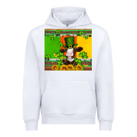 White saint patricks cow and hat with sunflower and shamrock Urban Hoodie - Artiststas