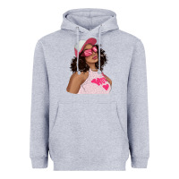 Heather Grey pink sunglasses afro black girl Heavyweight Hoodie - texasbilliewilder