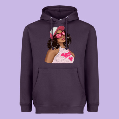 Heavyweight Hoodie pink sunglasses afro black girl