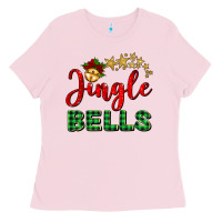 Bubblegum Pink christmas jingle bells Ladies Tee - BarkalooDesign