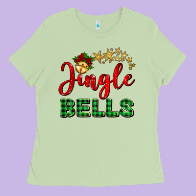 Christmas Jingle Bells Ladies Tee Designed By Barkaloodesign