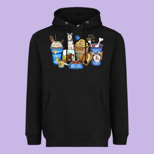 Siberian Husky Coffee Cups Heavyweight Hoodie Designed By Zillion Design Studio