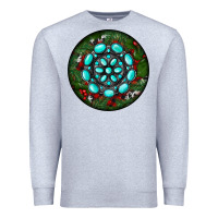 Heather Grey Christmas Round Turquoise Gemstone Premium Sweatshirt - RanaPortraitStore