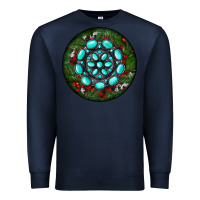 Navy Christmas Round Turquoise Gemstone Premium Sweatshirt - RanaPortraitStore
