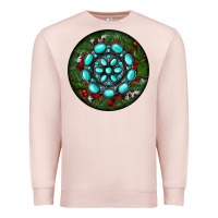 Pale Pink Christmas Round Turquoise Gemstone Premium Sweatshirt - RanaPortraitStore
