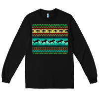 Black turquoise horse and bullskull aztec  pattern Long Sleeve Tee - BarkalooDesign
