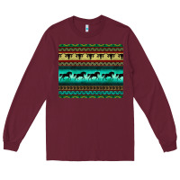 Burgundy turquoise horse and bullskull aztec  pattern Long Sleeve Tee - BarkalooDesign