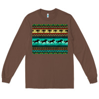 Chestnut turquoise horse and bullskull aztec  pattern Long Sleeve Tee - BarkalooDesign