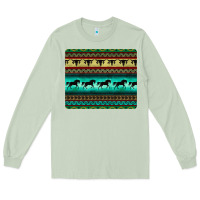 Matcha turquoise horse and bullskull aztec  pattern Long Sleeve Tee - BarkalooDesign