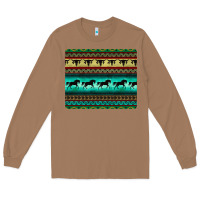 Toasted Coconut turquoise horse and bullskull aztec  pattern Long Sleeve Tee - BarkalooDesign