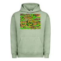 Pigment Oil Green horseshoe shamrock leopard wood glitter background Urban Hoodie - Artiststas