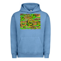 Pigment Pebble Blue horseshoe shamrock leopard wood glitter background Urban Hoodie - Artiststas