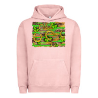 Pigment Salmon horseshoe shamrock leopard wood glitter background Urban Hoodie - Artiststas