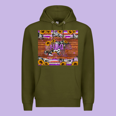 Mama Bear Sunflowers Purple Premium Hoodie Designed By Jasminsmagicworld