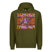 Army Green mama bear sunflowers purple Premium Hoodie - Jasminsmagicworld