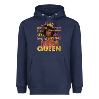 Navy queen afro woman Heavyweight Hoodie - texasbilliewilder