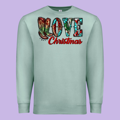 Christmas Love Boots Premium Sweatshirt Designed By Ranaportraitstore