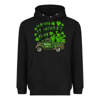 Black Happy st. patrick's day shamrock farm truck Heavyweight Hoodie - RanaPortraitStore